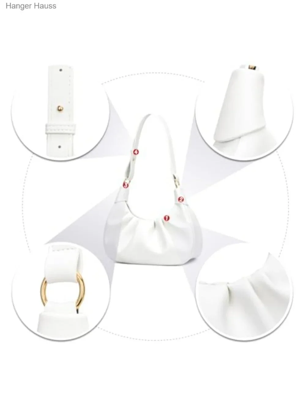 Shoulder Bag Crescent Handbag Ruched Purse Underarm Bag Mini Hobo with